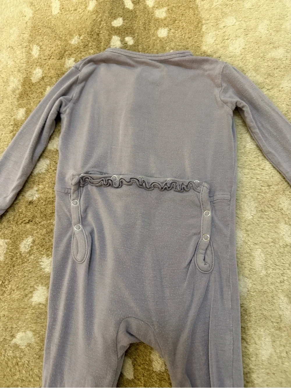 Kickee Pants Bamboo Ruffle Footless Snap Romper 12-18 Months Purple Gray